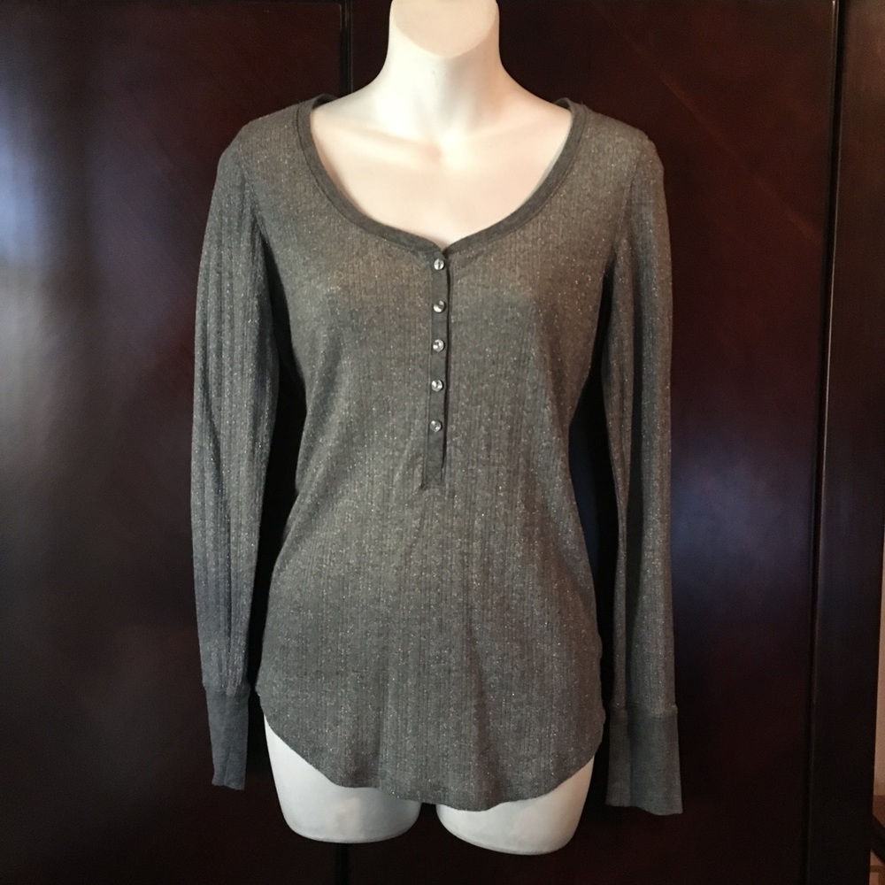 Victoria's Secret PINK grey and silver thermal top